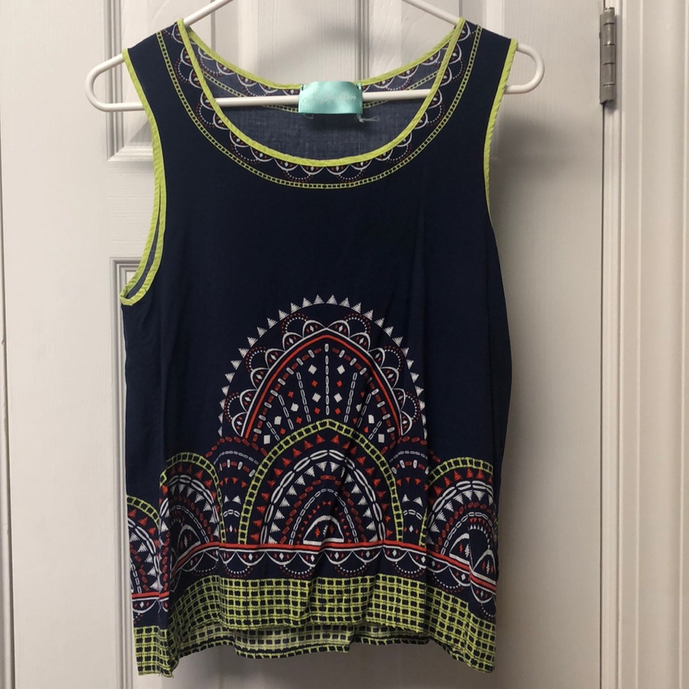 NWOT Navy Print Sleeveless Top